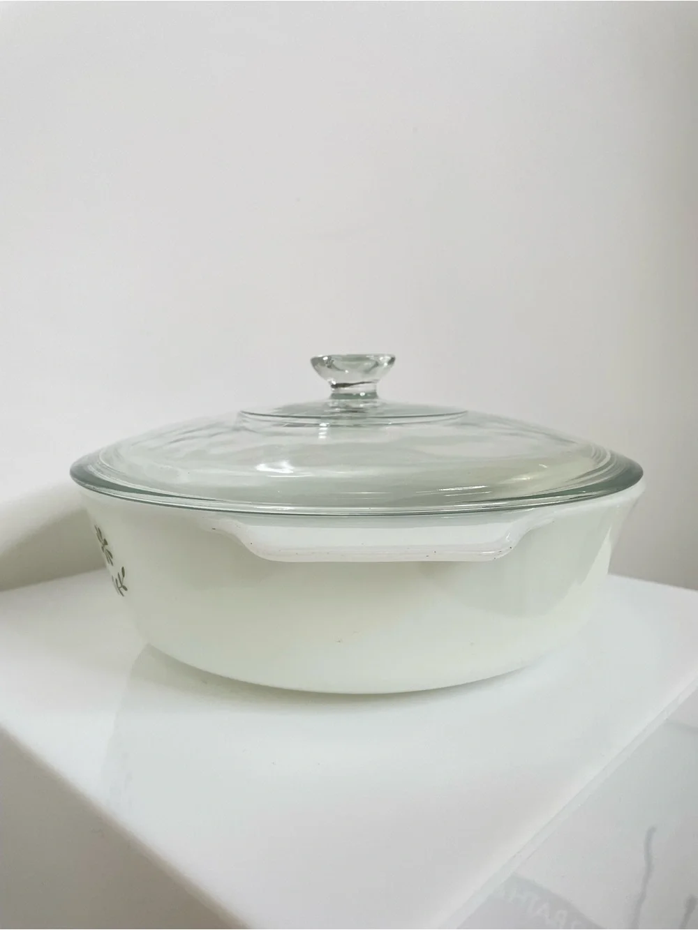Home | Vintage Glasbake Casserole w Lid 1960s Milk Glass | Primrose Dreams Pyrex